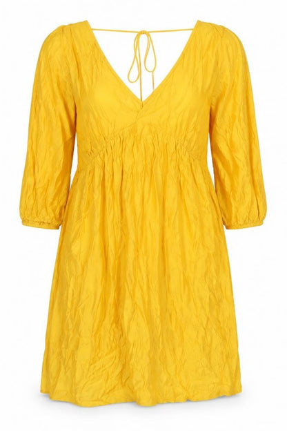 H&M Women's Yellow Viscose Dress, Size 12 - Elegant & Bright