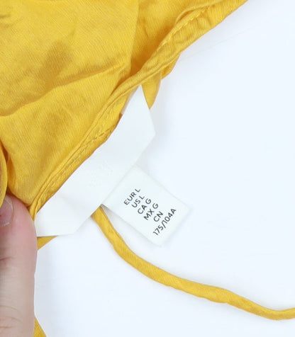 H&M Women's Yellow Viscose Dress, Size 12 - Elegant & Bright
