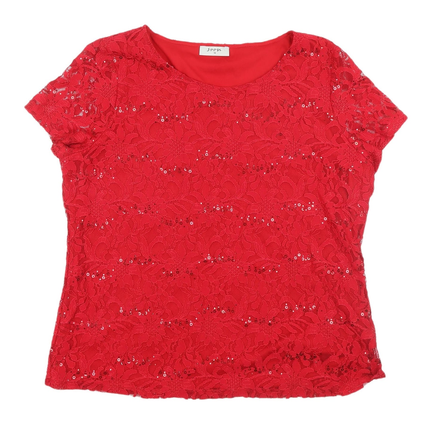 Womens UK Size 18 Soon Red Basic Blouse