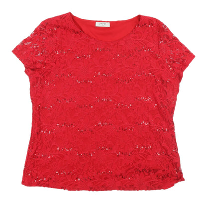 Womens UK Size 18 Soon Red Basic Blouse