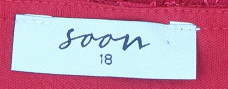 Womens UK Size 18 Soon Red Basic Blouse