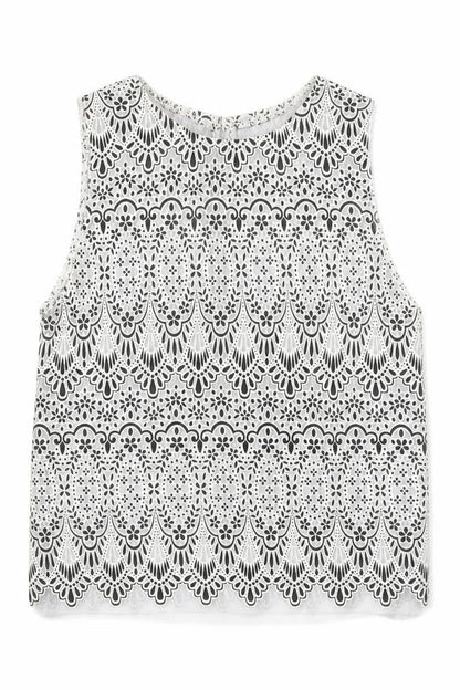 Topshop Tall White Cropped Lace Blouse Size 8