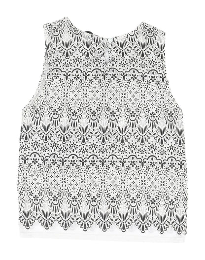 Topshop Tall White Cropped Lace Blouse Size 8