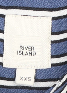 River Island Men's Blue Striped Short Sleeve Shirt XS