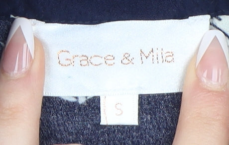 Womens UK Size S Grace & Mila Blue Basic Button-Up