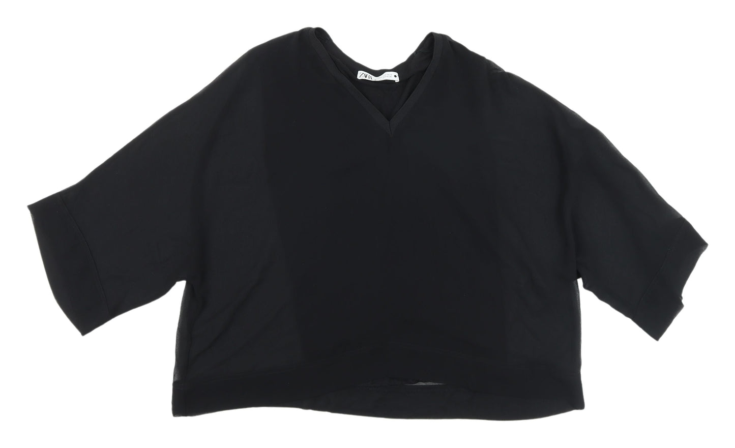 Womens UK Size S Zara Black Cropped T-Shirt
