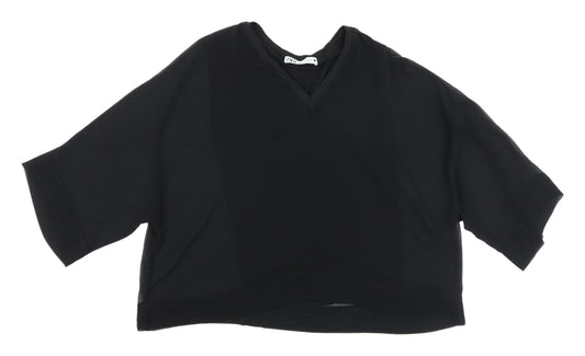Womens UK Size S Zara Black Cropped T-Shirt