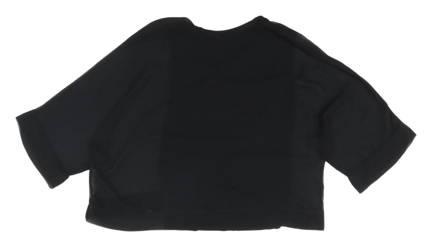 Womens UK Size S Zara Black Cropped T-Shirt