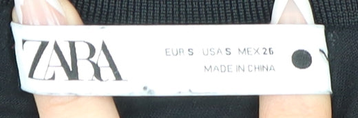 Womens UK Size S Zara Black Cropped T-Shirt