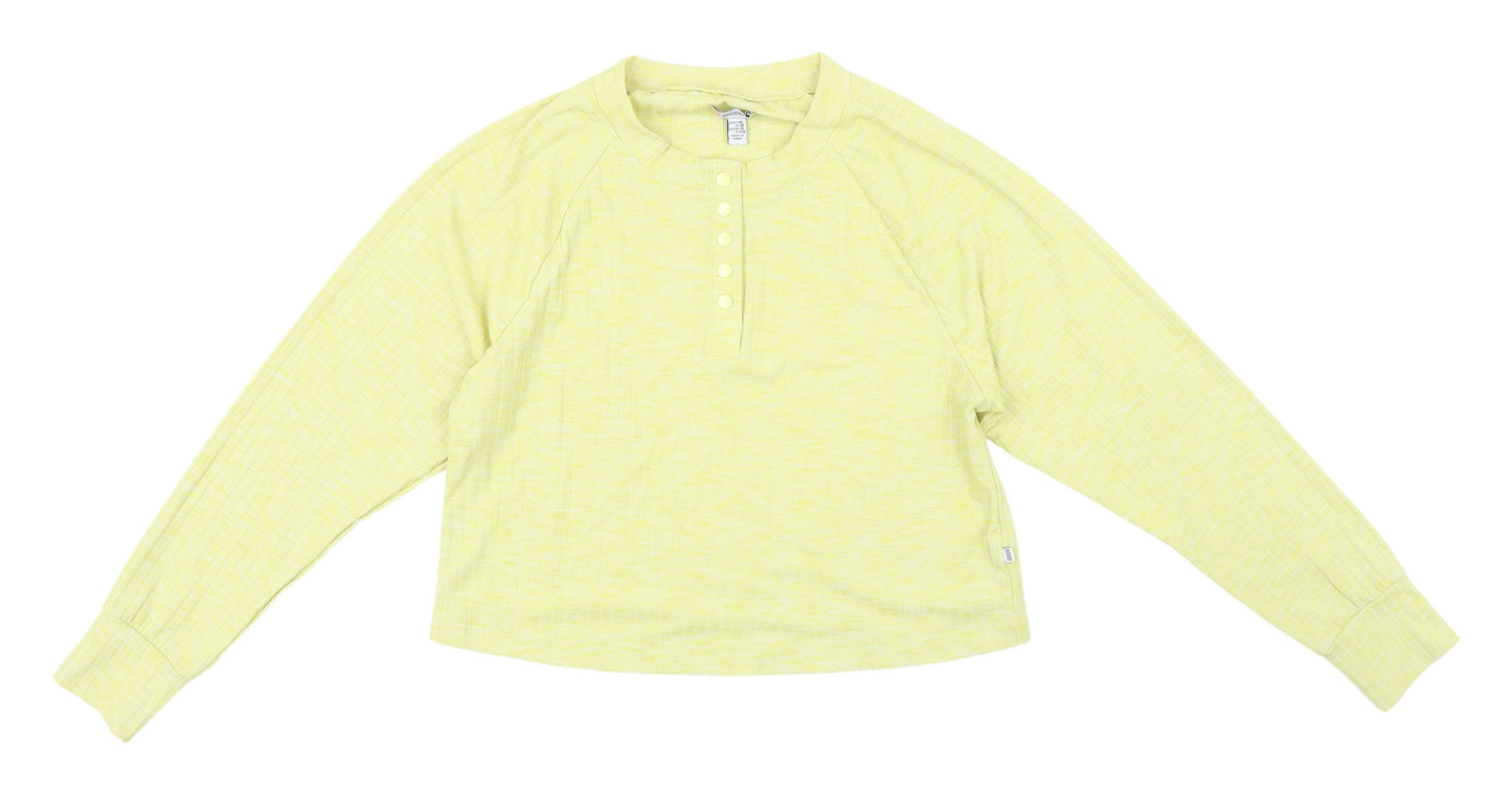 Sisstrevolution Yellow Cropped T-Shirt, UK 10, Henley Style