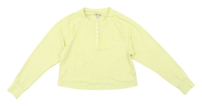 Sisstrevolution Yellow Cropped T-Shirt, UK 10, Henley Style
