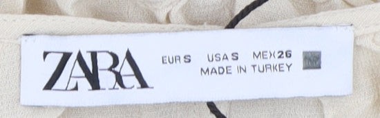 Womens UK Size 12 Zara Beige Cropped Blouse