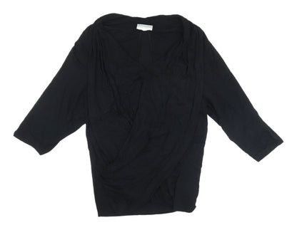 Womens UK Size M Wallis Black Wrap Blouse