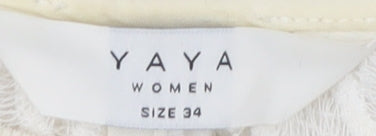 Womens UK Size 6 YAYA White Cropped Blouse