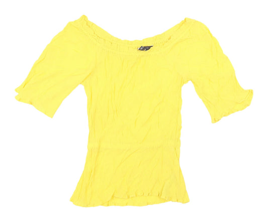 Womens UK Size 6 Marks and Spencer Yellow Cropped Blouse