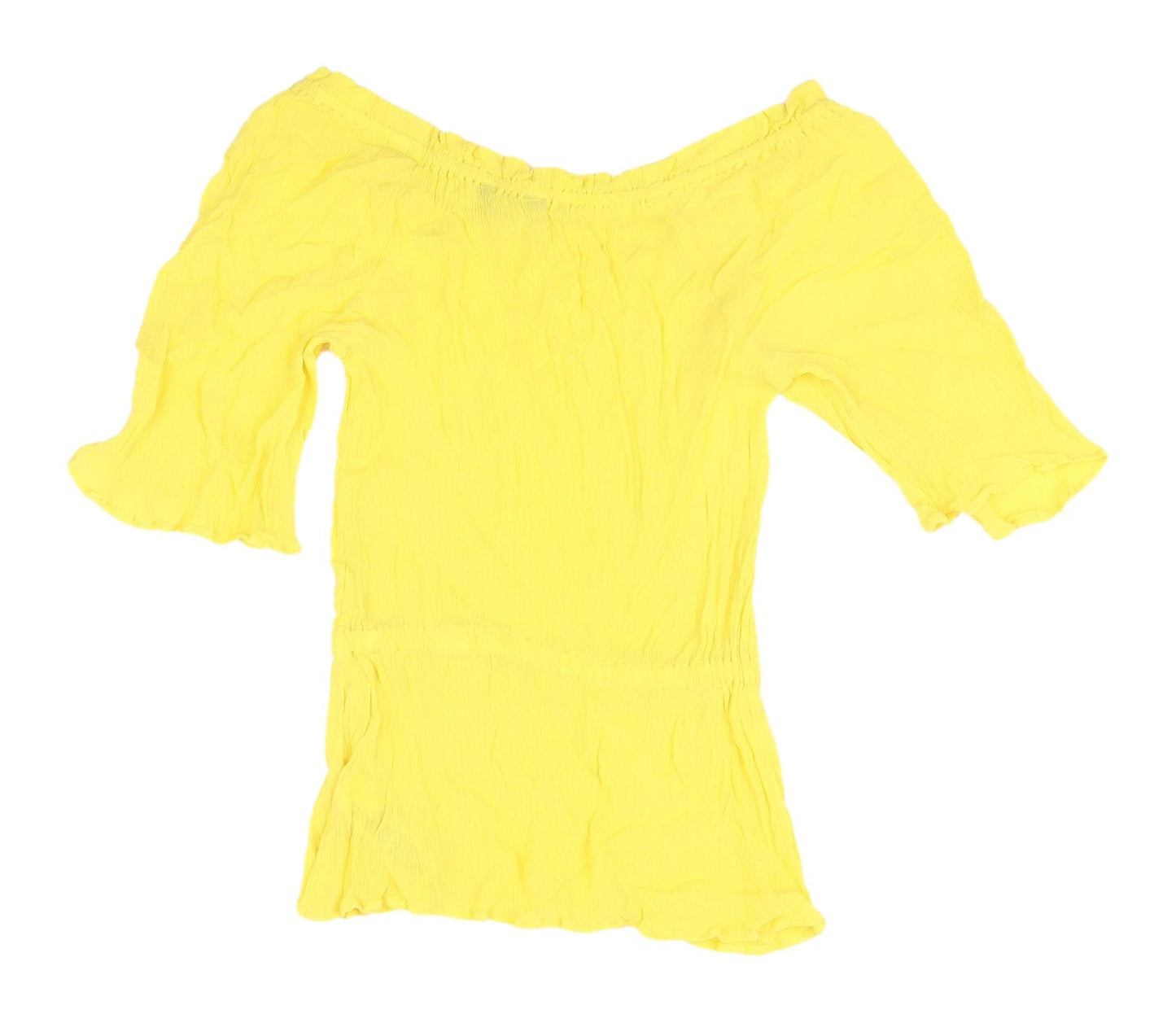 Womens UK Size 6 Marks and Spencer Yellow Cropped Blouse