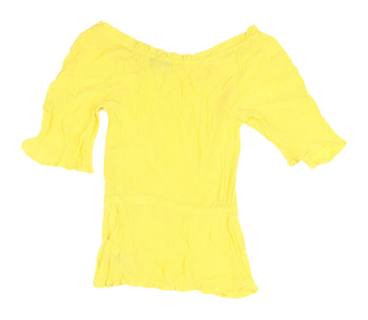 Womens UK Size 6 Marks and Spencer Yellow Cropped Blouse