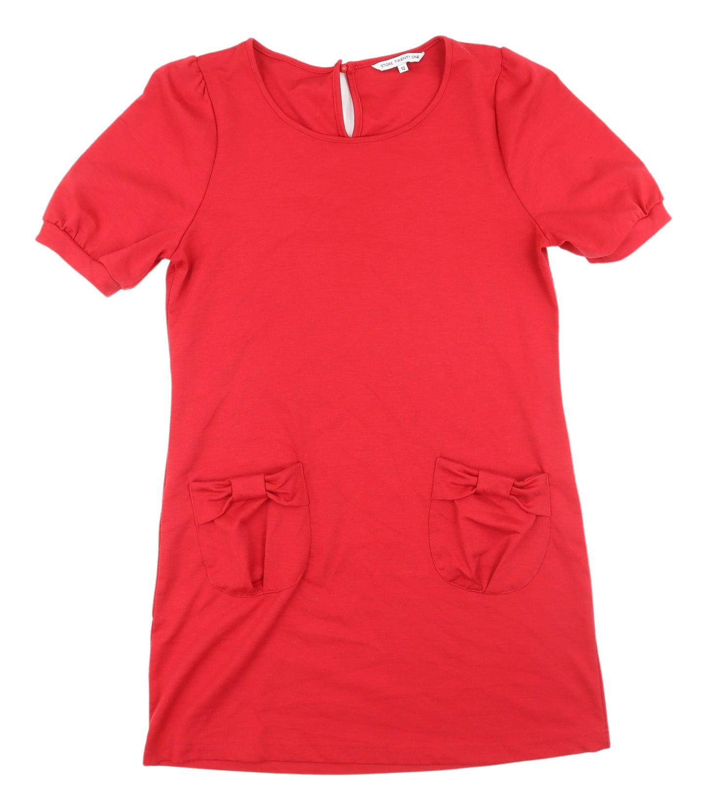 Store Twenty One Women's Red Puff Sleeve Knit Dress