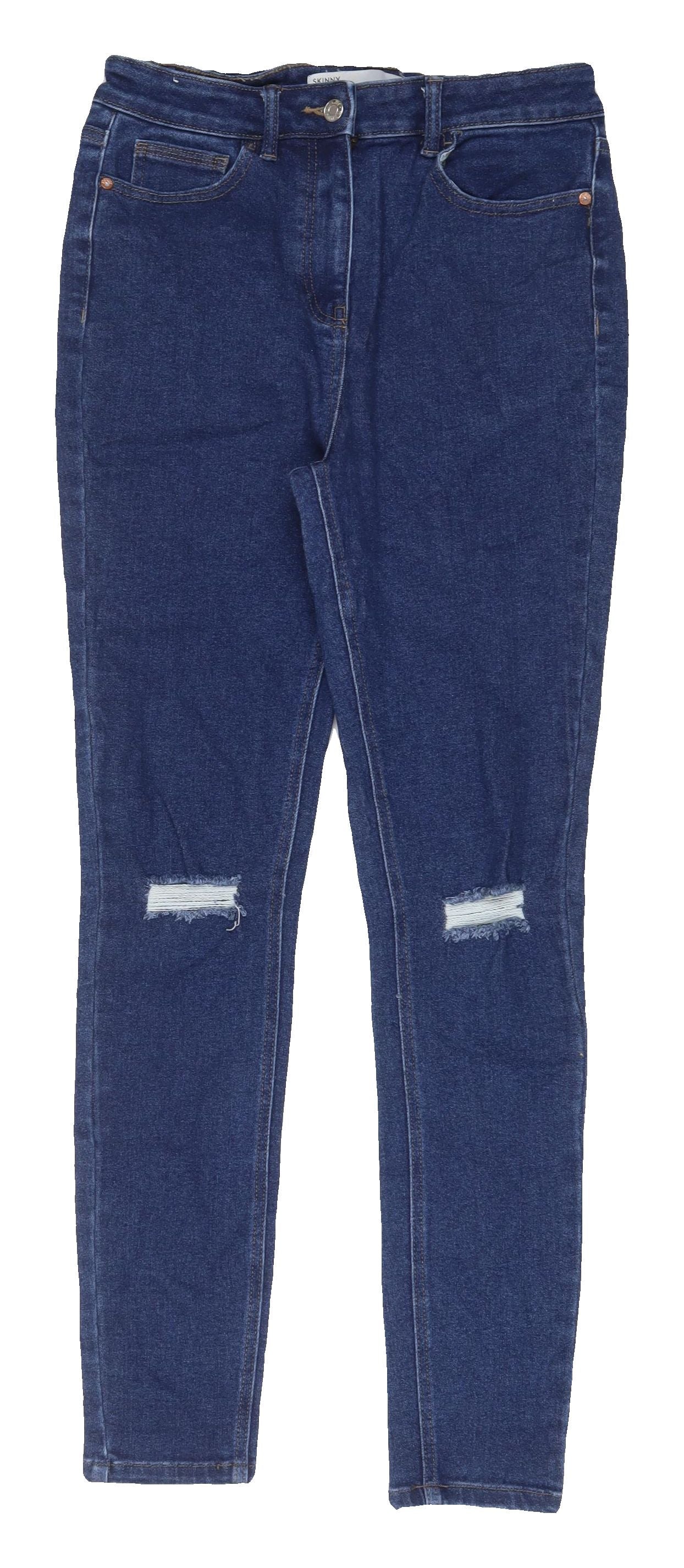Next Women's Blue Distressed Skinny Jeans Size 12L