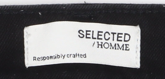 Mens UK Size 33 Selected Homme Slim Fit Straight Black Jeans