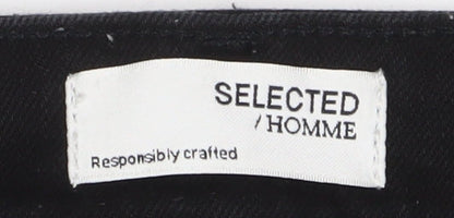 Mens UK Size 33 Selected Homme Slim Fit Straight Black Jeans