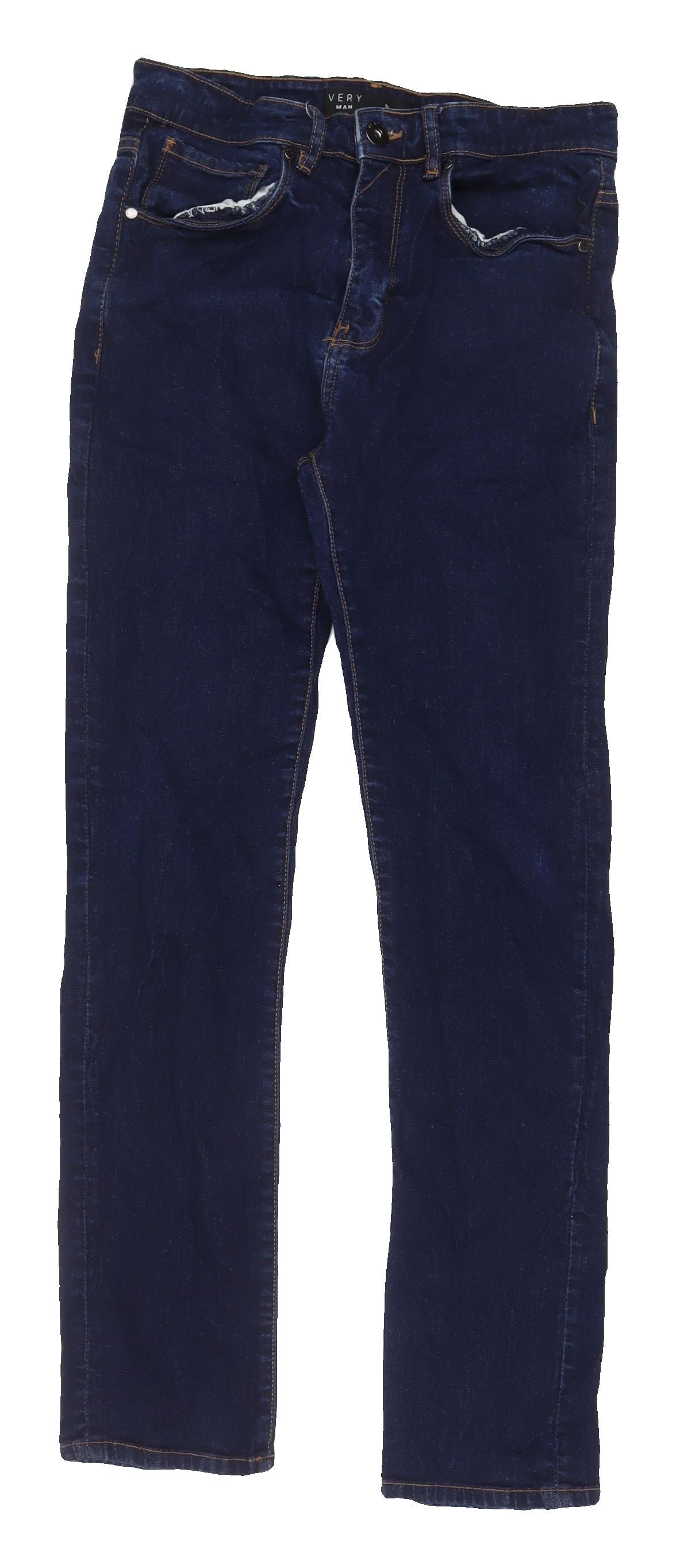 Very Man Men's Blue Straight Jeans - Size M, Dark Wash
