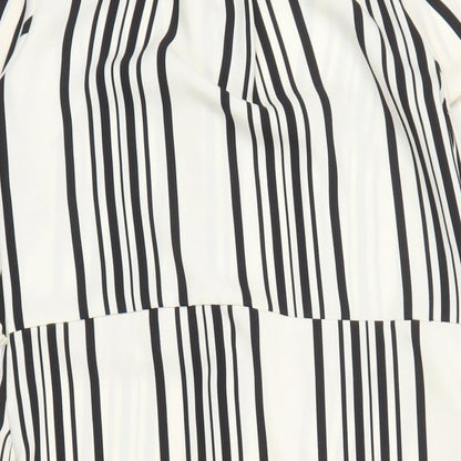H&M Womens Ivory Striped Polyester Shirt Dress Size 8 Collared Button
