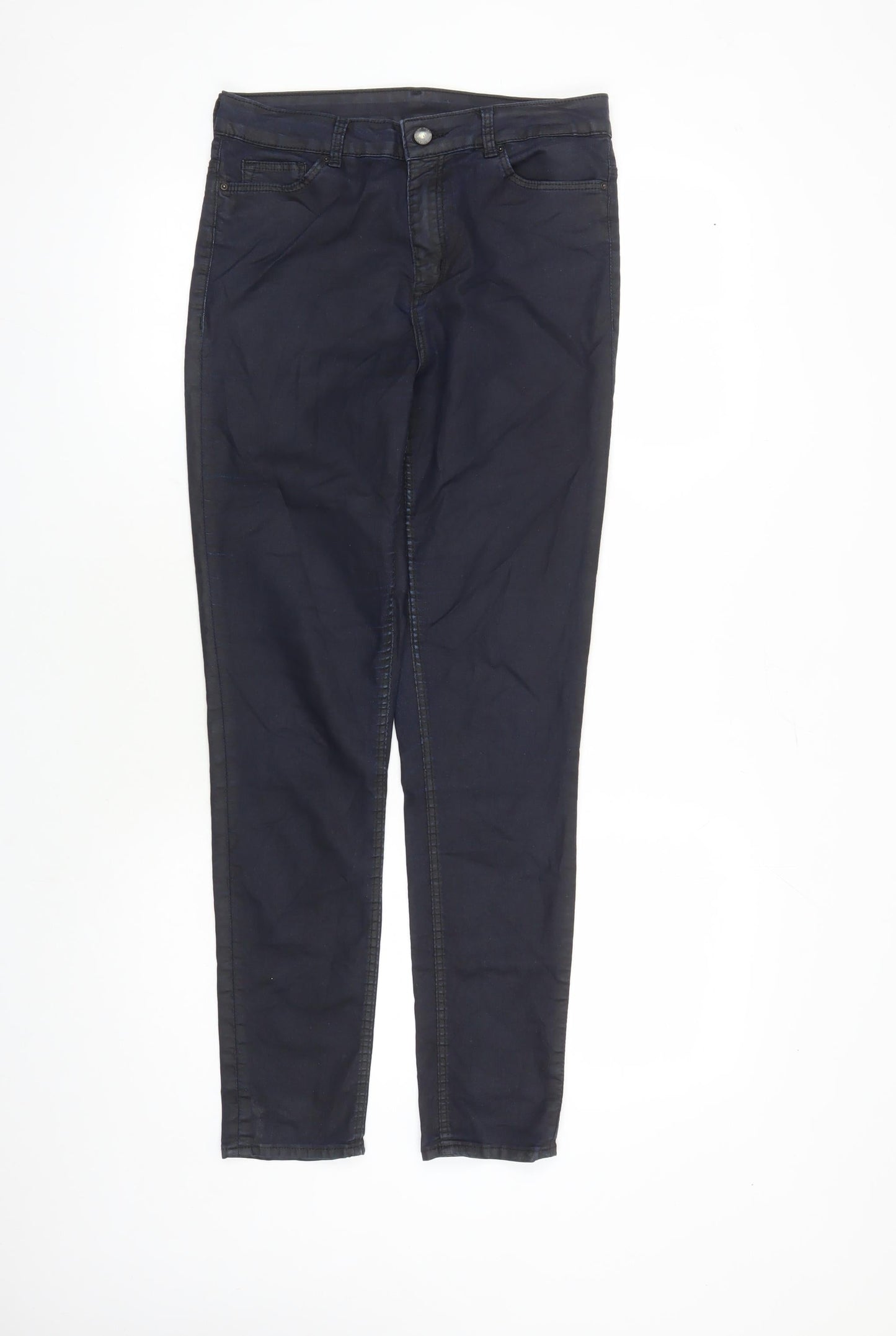 Divided by H&M Womens Blue Cotton Straight Jeans Size 12 L29 in Regular Zip - Pockets