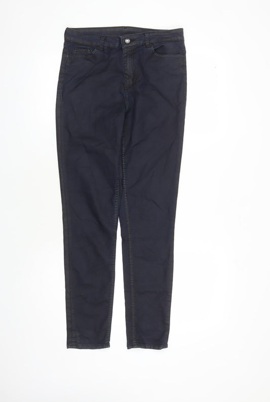 Divided by H&M Womens Blue Cotton Straight Jeans Size 12 L29 in Regular Zip - Pockets