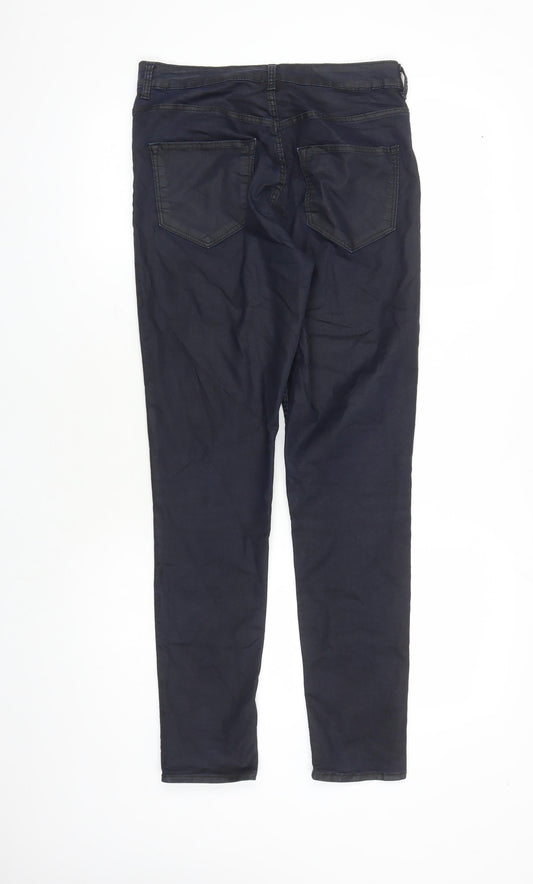 Divided by H&M Womens Blue Cotton Straight Jeans Size 12 L29 in Regular Zip - Pockets