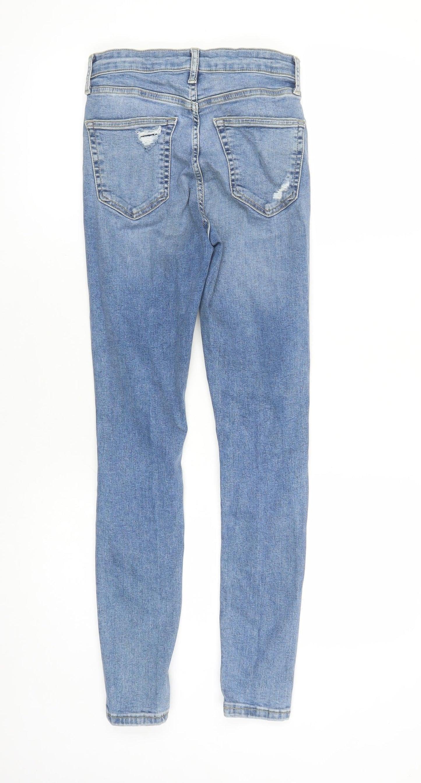 Topshop Womens Blue Cotton Skinny Jeans Size 24 in L28 in Regular Zip - Pockets