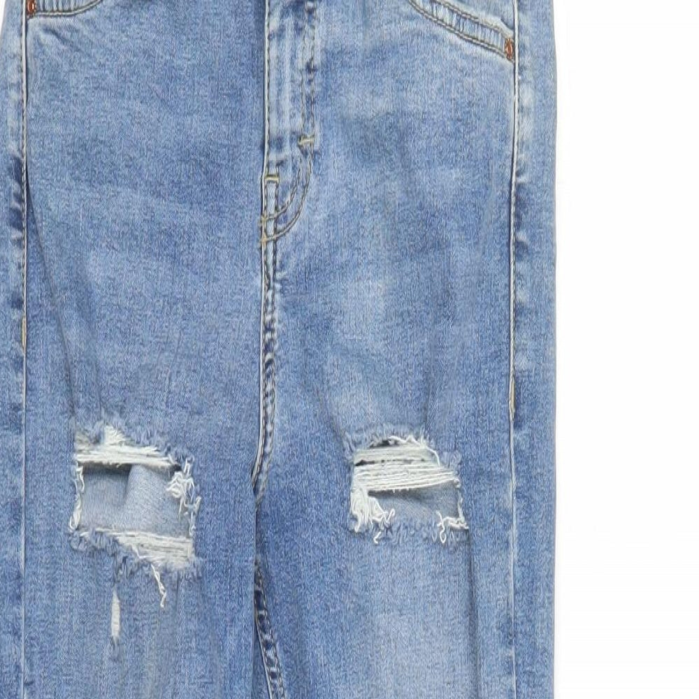 Topshop Womens Blue Cotton Skinny Jeans Size 24 in L28 in Regular Zip - Pockets