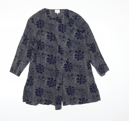 EAST Womens Blue Floral Viscose Basic Blouse Size 10 V-Neck