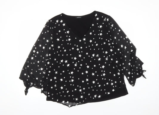 Womens UK Size 18 Roman Black Basic Blouse