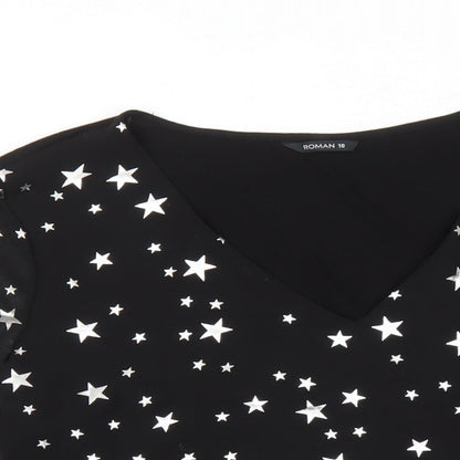 Womens UK Size 18 Roman Black Basic Blouse