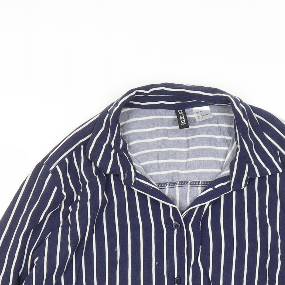 Womens UK Size 10 Divided by H&M Blue Basic Button-Up