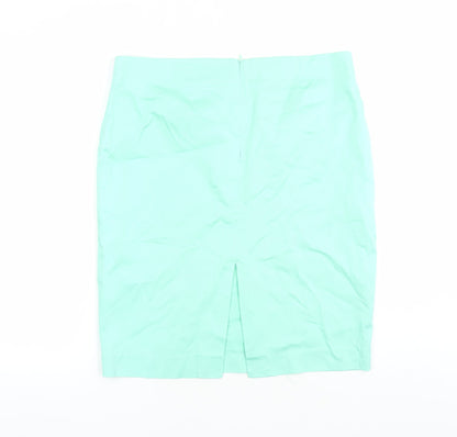 Oodji Womens Green Cotton A-Line Skirt Size 36 in Zip