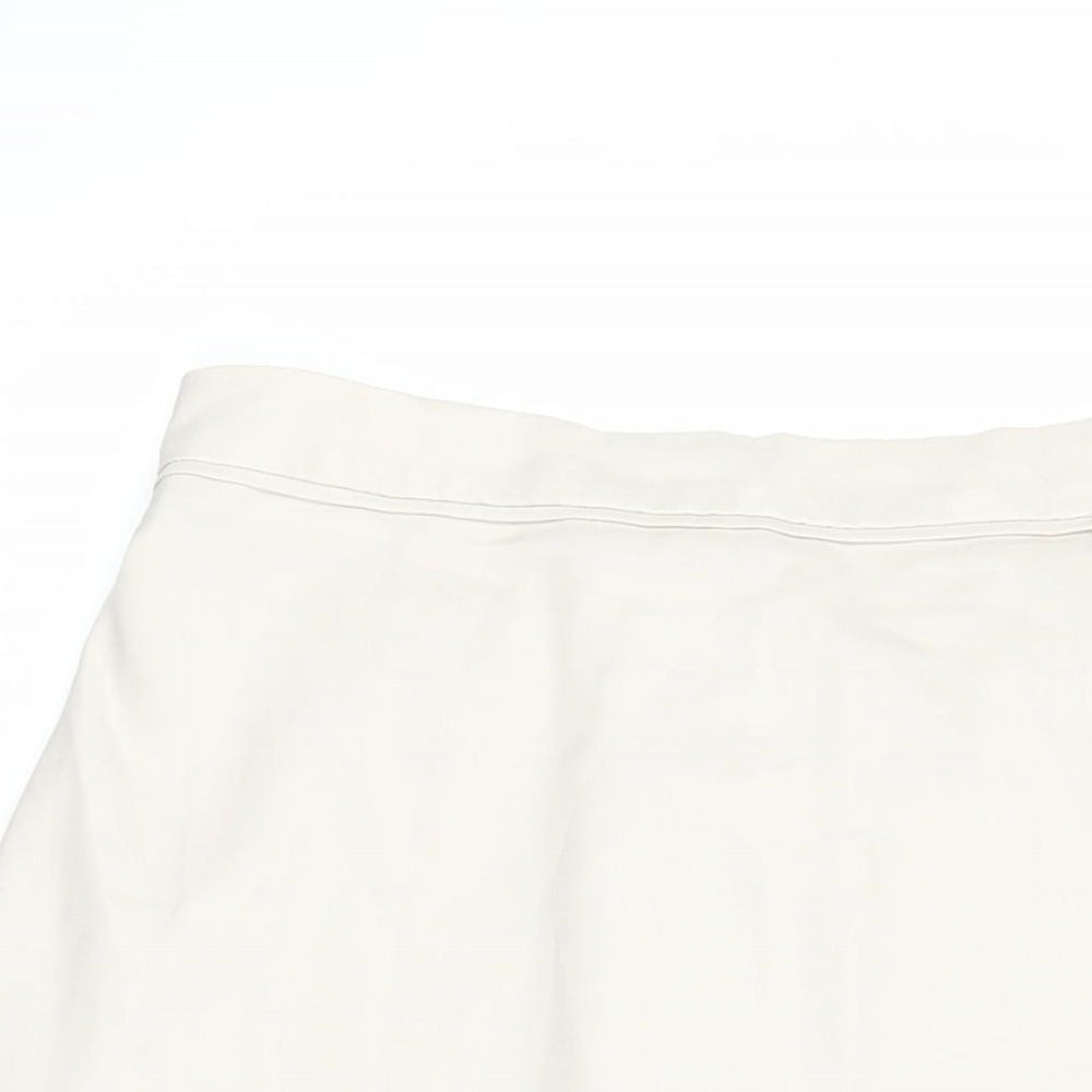 Marks and Spencer Womens Beige Polyester A-Line Skirt Size 16 - Elasticated Waist