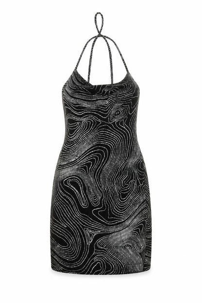Divided by H&M Womens Black Geometric Polyester Bodycon Size S Cowl Neck Pullover - Glitter Effect