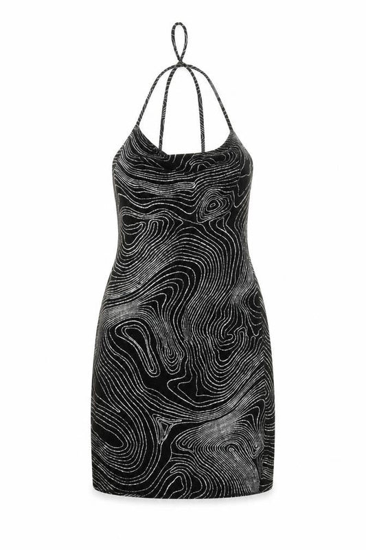 Divided by H&M Womens Black Geometric Polyester Bodycon Size S Cowl Neck Pullover - Glitter Effect