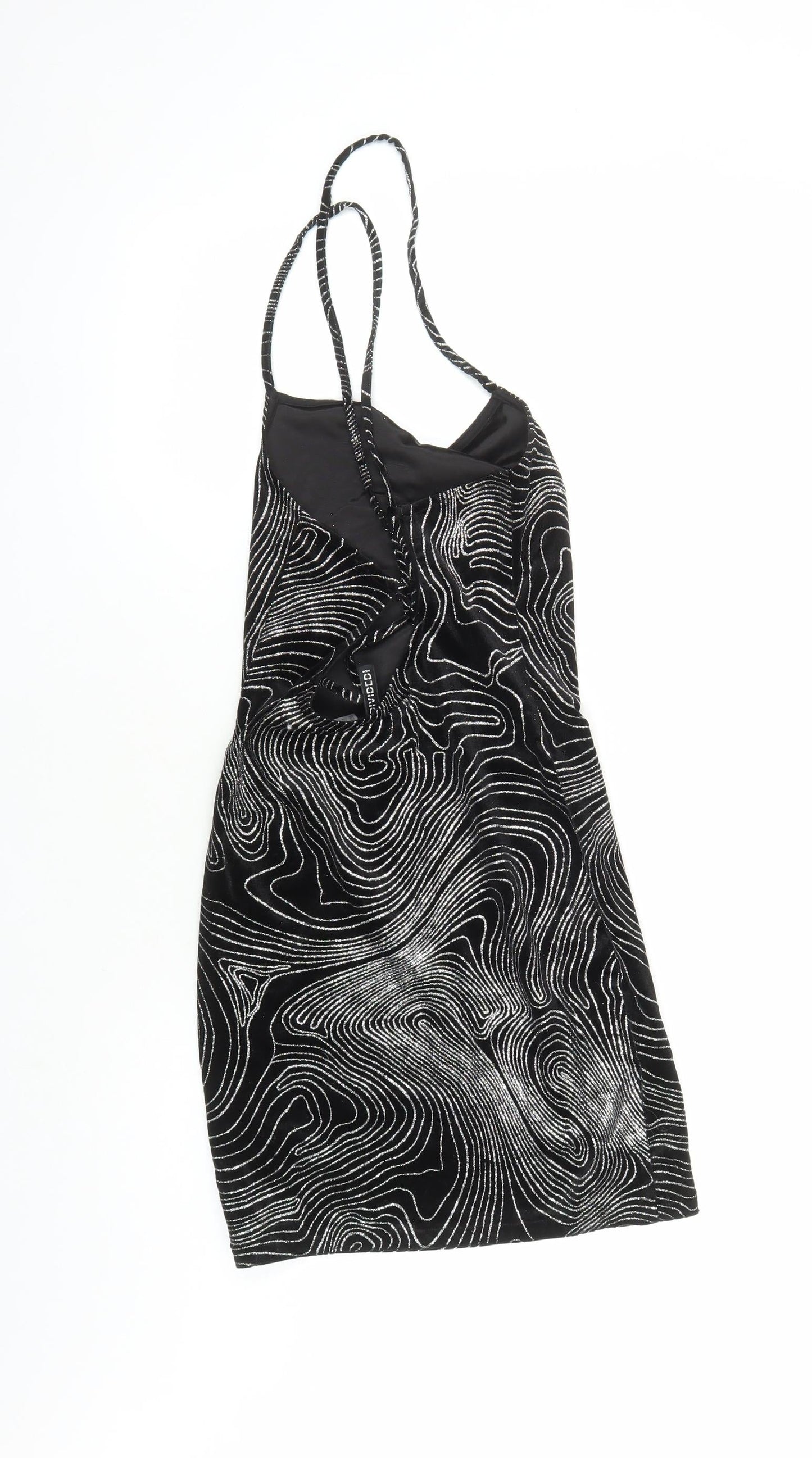 Divided by H&M Womens Black Geometric Polyester Bodycon Size S Cowl Neck Pullover - Glitter Effect