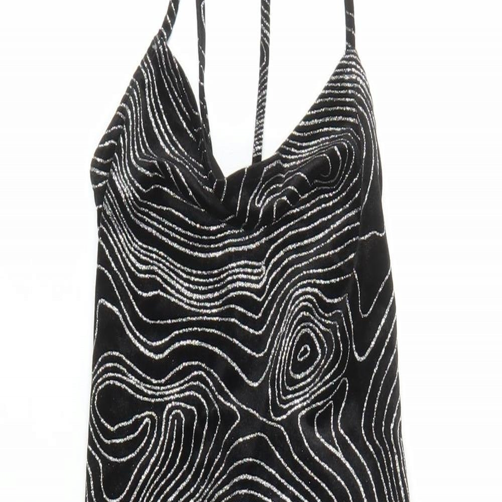 Divided by H&M Womens Black Geometric Polyester Bodycon Size S Cowl Neck Pullover - Glitter Effect