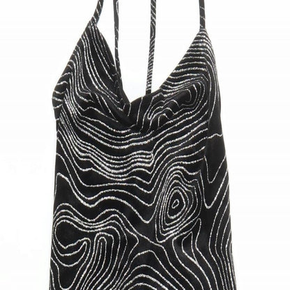 Divided by H&M Womens Black Geometric Polyester Bodycon Size S Cowl Neck Pullover - Glitter Effect