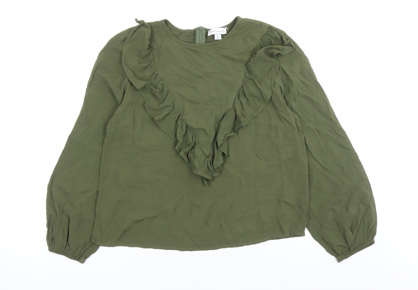Womens UK Size 12 Warehouse Green Basic Blouse