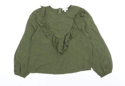 Womens UK Size 12 Warehouse Green Basic Blouse