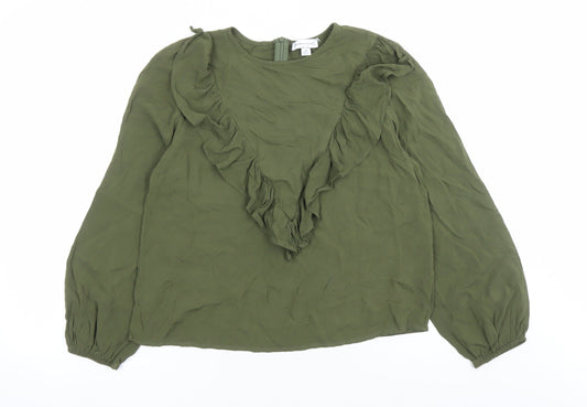 Womens UK Size 12 Warehouse Green Basic Blouse