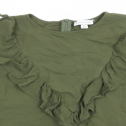Womens UK Size 12 Warehouse Green Basic Blouse
