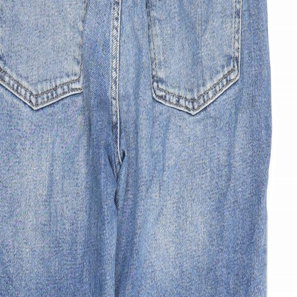 Topshop Womens Blue Cotton Straight Jeans Size 30 in L24 in Regular Zip - Raw Hems