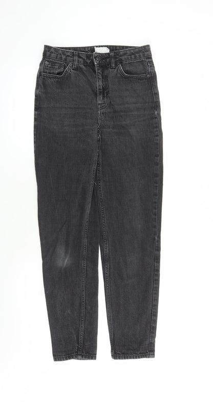 Topshop Womens Black Cotton Straight Jeans Size 28 in L28 in Regular Zip - Pockets