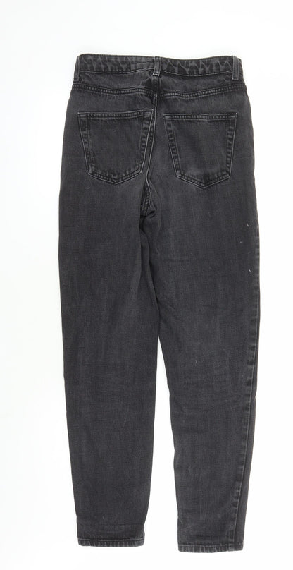 Topshop Womens Black Cotton Straight Jeans Size 28 in L28 in Regular Zip - Pockets